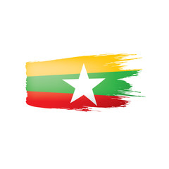 Myanmar flag, vector illustration on a white background.