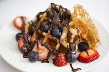 Waffles With Strawberry, Blue Berry