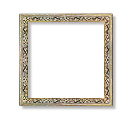 Multicolor picture frame with flower pattern isolated on white background