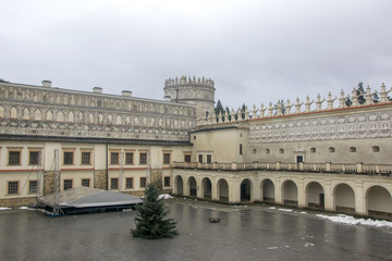 Fototapeta premium Courtyard of Krasiczyn Castle near Przemysl, Poland