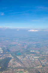 Obraz premium Aerial View Earth Landscape From Plane.
