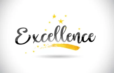 Foto op Plexiglas Excellence Word Vector Text with Golden Stars Trail and Handwritten Curved Font. © twindesigner