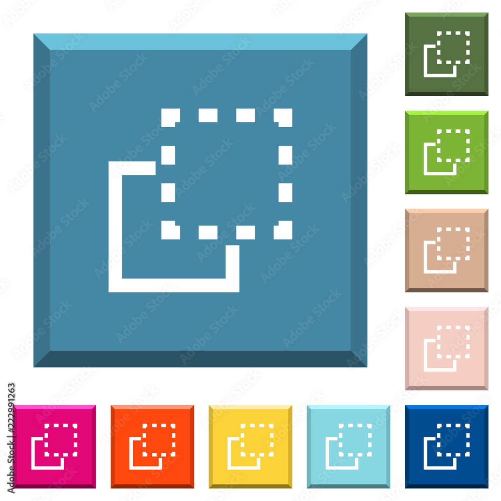 Aufkleber bring element to front white icons on edged square buttons