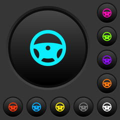 Steering wheel dark push buttons with color icons