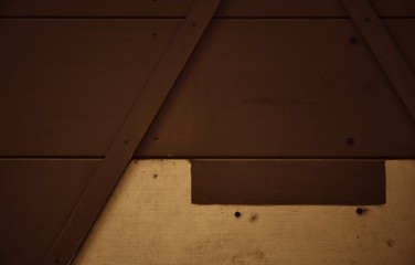 Old partially painted wooden door. For texture or background.