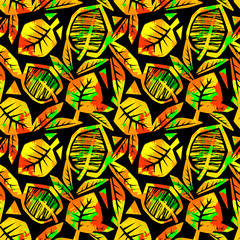Autumn leaves seamless pattern.