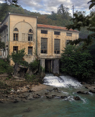 Fototapeta na wymiar building of Hydroelectric power in the mountains