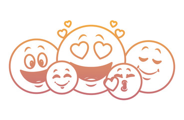 Set of chat emoticons rainbow lines