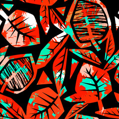 Autumn leaves seamless pattern.