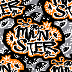 Monsterfunky seamless rough grunge pattern, modern design template.