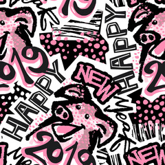 2019 Chinese Zodiac Sign Year of Pig Funky Print