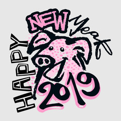 2019 Chinese Zodiac Sign Year of Pig Funky Print