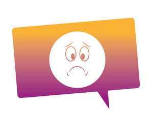 Sad emoticon in bubble rainbow lines