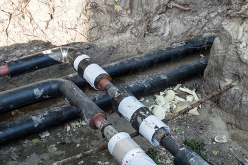 Pipes in the Earthen Trench  for Heating System