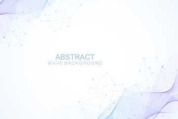 Scientific molecule background for medicine, science, technology, chemistry. Wallpaper or banner with a DNA molecules. Vector geometric dynamic illustration.