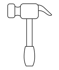 Hammer construction tool in black and white