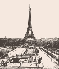 View on Eiffel Tower in city of Paris