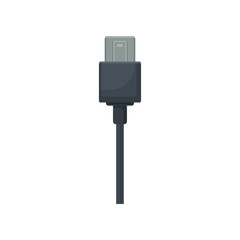 USB universal serial bus connector with black cable. Object for connecting devices. Flat vector design