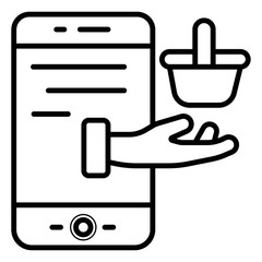 icon e commerce, buying phone, fully editable image