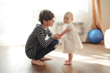 elder brother cares with little sister Toddler