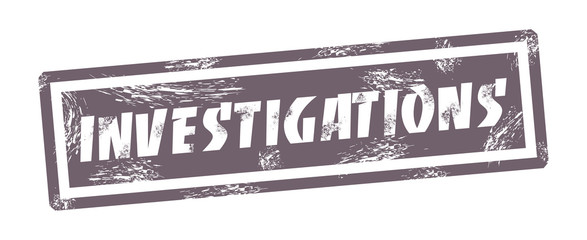 Investigations square grungy stamp Vector illustration
