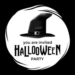 halloween party with wizard hat. trick or treat event. poster and banner invitation template. vector illustration