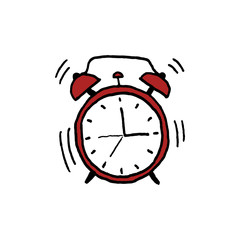 Vector illustration of hand drawn alarm clock.