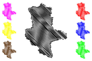 Saxony-Anhalt (Federal Republic of Germany, State of Germany, Land Sachsen-Anhalt) map vector illustration, scribble sketch Saxony-Anhalt map