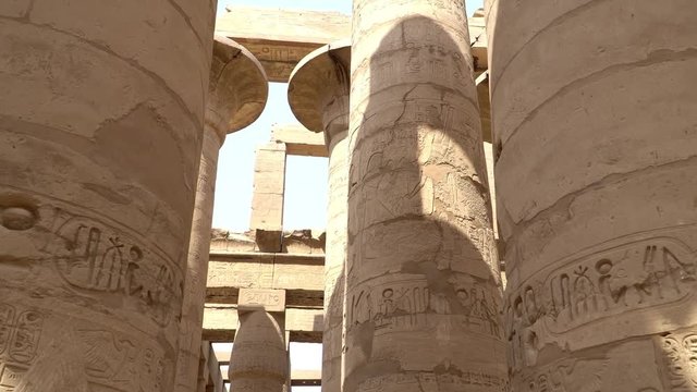 Karnak Temple in Luxor, Egypt. The Karnak Temple Complex, commonly known as Karnak, comprises a vast mix of decayed temples, chapels, pylons, and other buildings in Egypt.