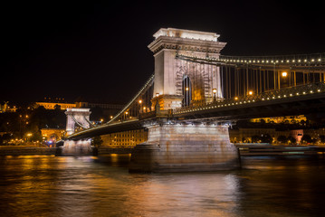 The Chain Bridge in the night - Budapest - Hungary