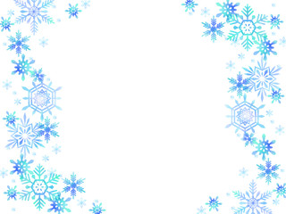 Fototapeta na wymiar 青い雪の結晶のフレーム