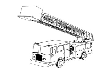 sketch of fire engine vector
