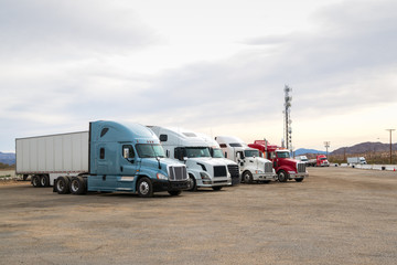 Semi Trucks at road side truck stop