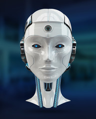 Cyborg head artificial intelligence 3D rendering