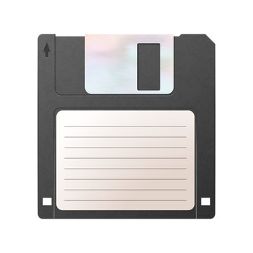 Realistic detailed floppy-disk, retro object isolated on white