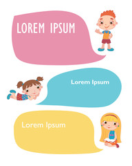 Vector brochure backgrounds with cartoon children. Infographic template design.