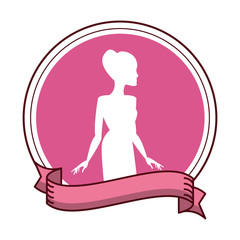 Woman pink body round icon