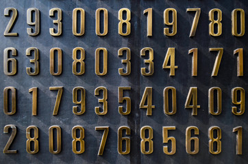 Golden numbers on a black background