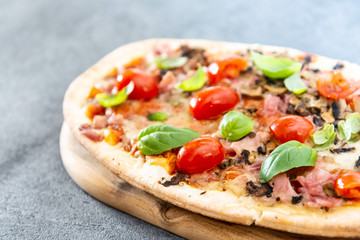 Pizza with Ham and Mushrooms