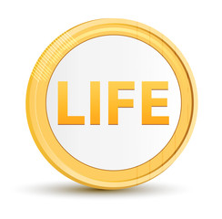 Life gold round button
