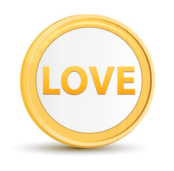 Love gold round button
