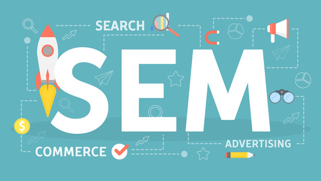 SEM Or Search Engine Marketing Concept Illustration.