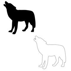 vector, isolated silhouette wolf on white background