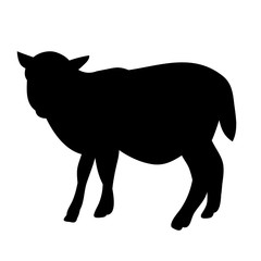 vector, isolated silhouette of a lamb on a white background