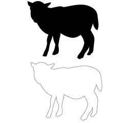 isolated silhouette of a lamb on a white background
