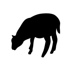 vector isolated silhouette of a lamb on a white background