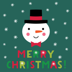 Christmas card with a snowman face 