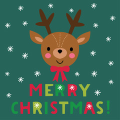 Christmas card with a cute deer