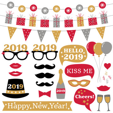 New Year 2019 photo booth props and decoration