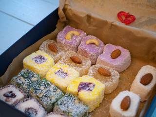 close shot of box with diversity turkish delights